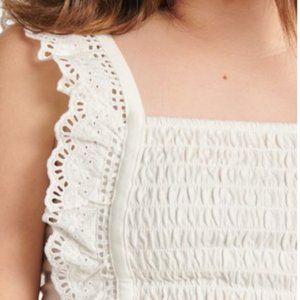 Girls JUSTICE White Smocked Top Tank M 10